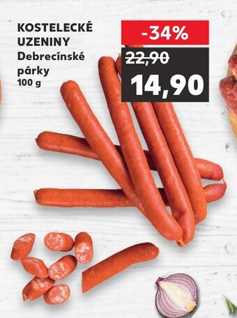 Kaufland KOSTELECKÉ UZENINY Debrecínské párky 100 g nabídka