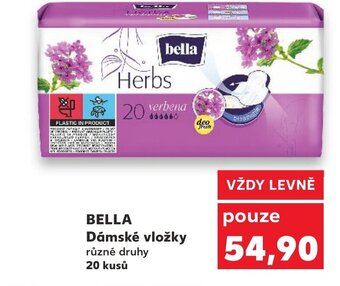 Kaufland BELLA Dámské vložky různé druhy 20 kusů nabídka