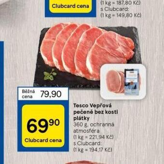 Tesco Vepřová pečeně bez kosti plátky nabídka