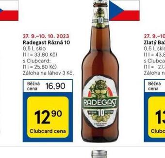 Tesco Pivo radegast rázná 10 nabídka