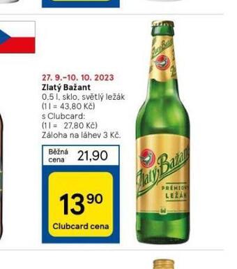 Tesco Pivo zlatý bažant nabídka