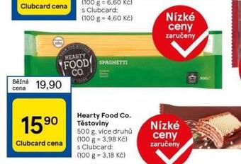 Tesco Hearty food co. těstoviny nabídka