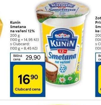 Tesco Kunín smetana na vaření 12% nabídka