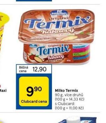 Tesco Milko termix nabídka