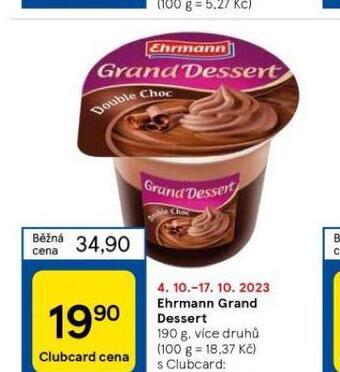 Tesco Ehrmann grand dessert nabídka