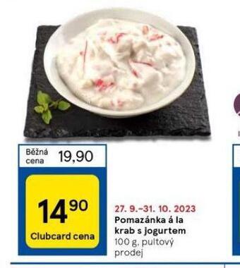 Tesco Pomazánka á la krab s jogurtem nabídka