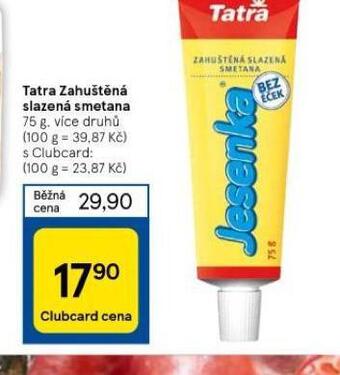 Tesco Tatra zahuštěná slazená smetana nabídka
