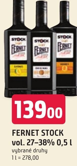 Trefa FERNET STOCK vol. 27-38% 0,5 L nabídka