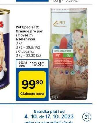 Tesco Pet specialist granule pro psy nabídka