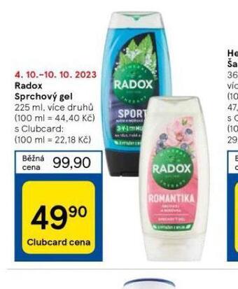Tesco Radox sprchový gel nabídka
