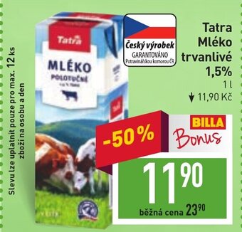 Billa Tatra Mléko trvanlivé 1,5% nabídka