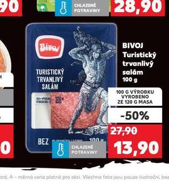 Kaufland Bivoj turistický trvanlivý salám nabídka