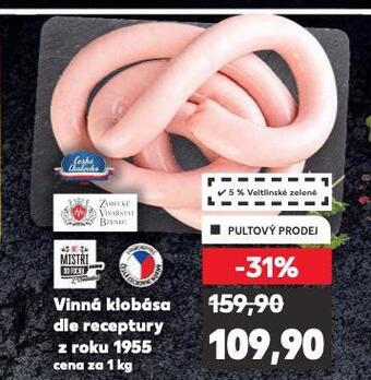 Kaufland Vinná klobása dle receptury z roku 1955 nabídka