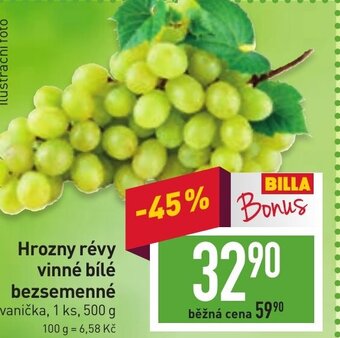 Billa Hrozny révy vinné bílé bezsemenné nabídka