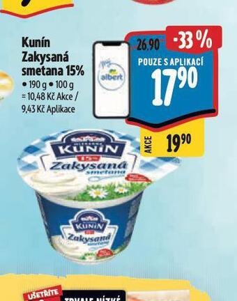 Albert Kunín zakysaná smetana 15% nabídka