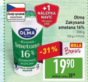 Billa Olma Zakysaná smetana 16% nabídka
