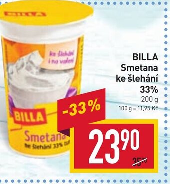 Billa BILLA Smetana ke šlehání 33% nabídka