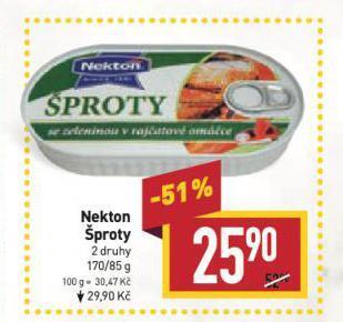 Billa Nekton šproty nabídka