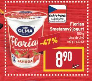 Billa Florian smetanový jogurt nabídka