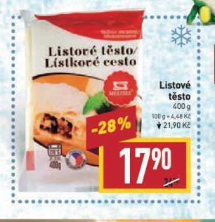 Billa Listové těsto nabídka