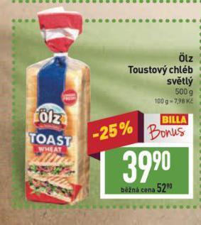 Billa Olz toustový chléb nabídka