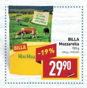 Billa Mozzarella sýr nabídka
