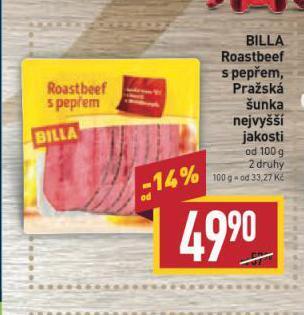 Billa Pražská šunka nabídka
