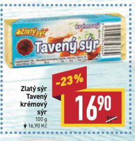 Billa Zlatý sýr tavený sýr nabídka