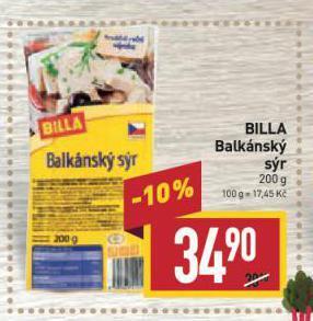 Billa Balkánský sýr nabídka