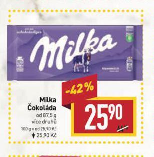 Billa Milka čokoláda nabídka