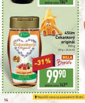 Billa 4slim čekankový sirup nabídka