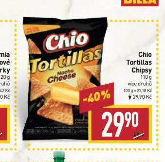 Billa Chio tortillas chipsy nabídka