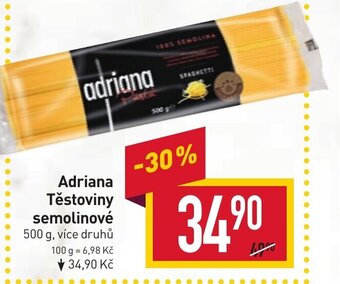 Billa Adriana Těstoviny semolinové nabídka