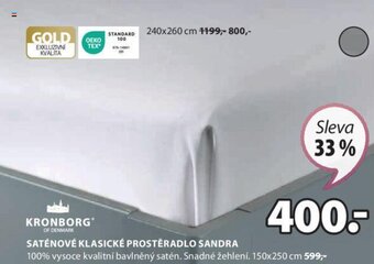JYSK SATÉNOVÉ KLASICKÉ PROSTĚRADLO SANDRA nabídka