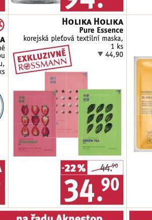 Rossmann Holika holika pure essence korejská textilní pleťová maska nabídka