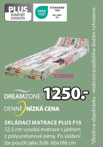 JYSK SKLÁDACÍ MATRACE PLUS F15 nabídka