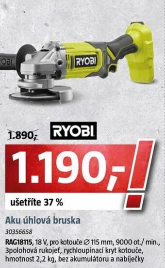 Bauhaus RYOBI Aku úhlová bruska nabídka