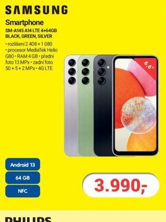 Planeo Elektro SAMSUNG Smartphone SM-A145 A14 LTE 4+64GB BLACK, GREEN, SILVER nabídka