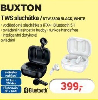 BUXTON TWS sluchátka/BTW 3300 BLACK, WHITE