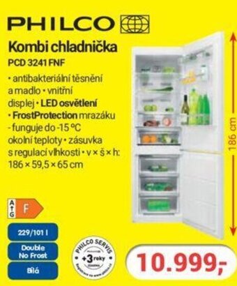 Planeo Elektro PHILCO Kombi chladnička PCD 3241 FNF nabídka