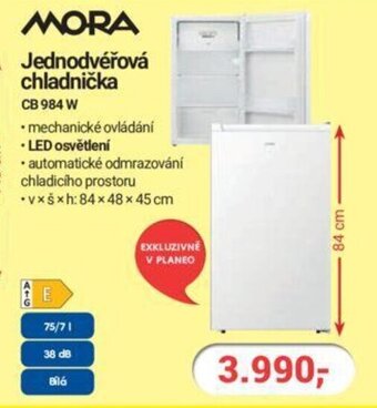 Planeo Elektro MORA Jednodvéřová chladnička CB 984 W nabídka