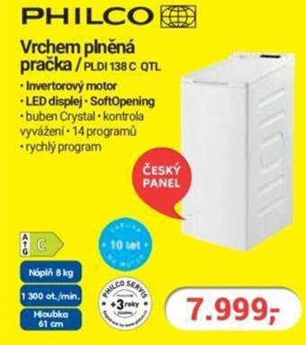 Planeo Elektro PHILCO Vrchem plněná pračka/PLDI 138 C QTL nabídka