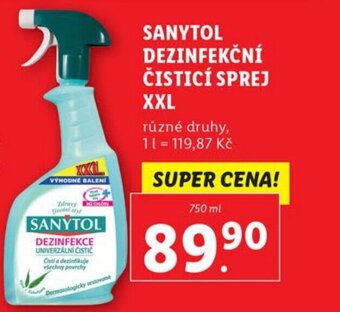 Lidl SANYTOL DEZINFEKČNÍ ČISTICÍ SPREJ XXL nabídka