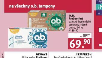 Rossmann O.b. comfort dámské hygienické tampony nabídka