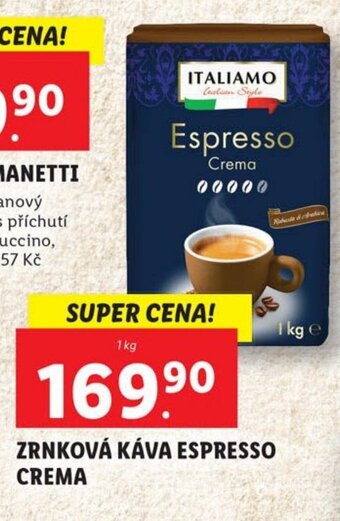 Lidl ITALIAMO ZRNKOVÁ KÁVA ESPRESSO CREMA nabídka
