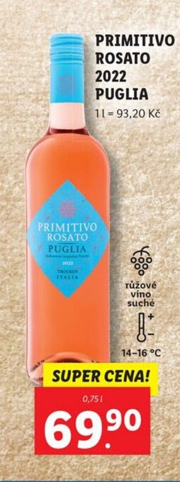 Lidl PRIMITIVO ROSATO 2022 PUGLIA nabídka