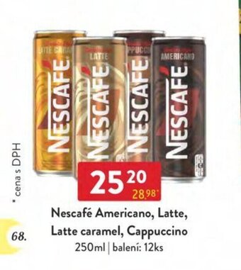 Qanto Nescafé Americano, Latte, Latte caramel, Cappuccino nabídka
