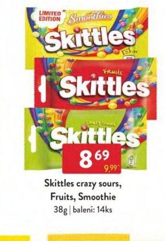 Qanto Skittles crazy sours, Fruits, Smoothie 38g nabídka