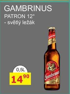 BENE Nápoje Gambrinus patron 12° světlý ležák, 0,5 l nabídka