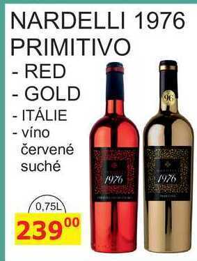 BENE Nápoje Nardelli 1976 primitivo, 0,75 l nabídka
